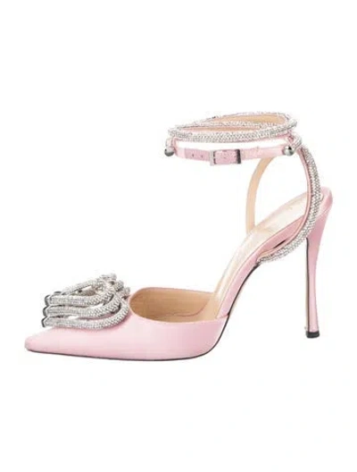 Pre-owned Mach&mach Satin Bow Accents Pumps In Pink