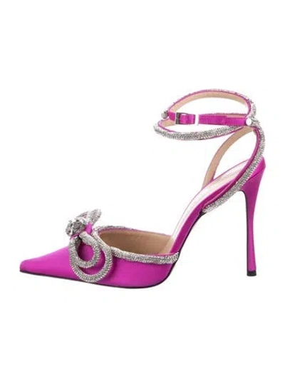 Pre-owned Mach&mach Satin Bow Accents Pumps In Pink