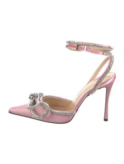 Pre-owned Mach&mach Satin Bow Accents Pumps In Pink