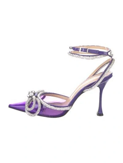 Pre-owned Mach&mach Satin Bow Accents Pumps In Purple