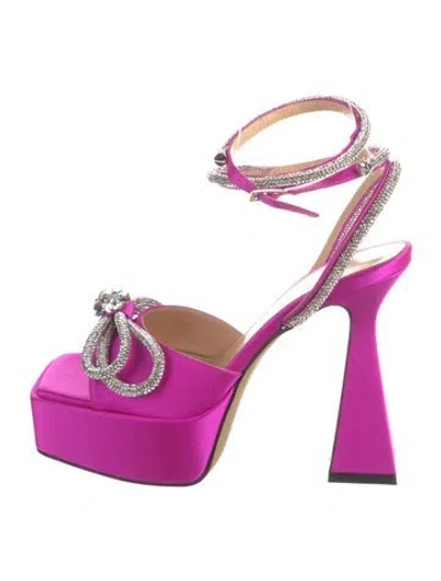 Pre-owned Mach&mach Satin Bow Accents Pumps In Purple