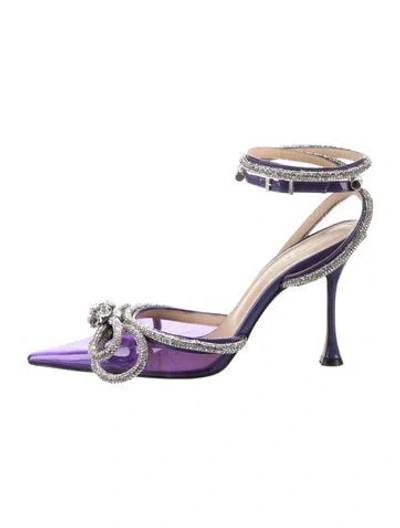 Pre-owned Mach&mach Satin Bow Accents Pumps In Purple