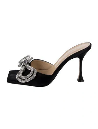 Pre-owned Mach&mach Satin Bow Accents Sandals In Black