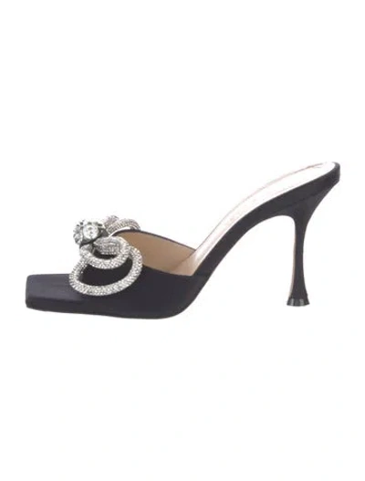 Pre-owned Mach&mach Satin Bow Accents Sandals In Black