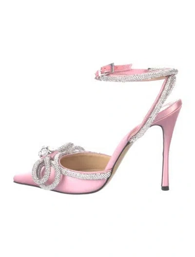 Pre-owned Mach&mach Satin Bow Accents Sandals In Pink