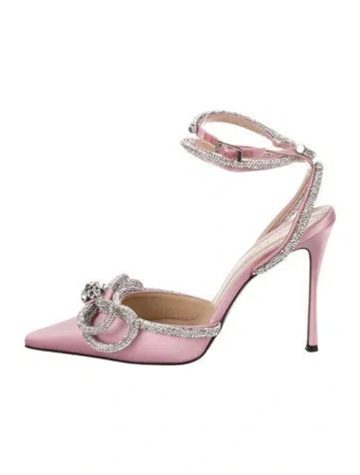 Pre-owned Mach&mach Satin Bow Accents Sandals In Pink