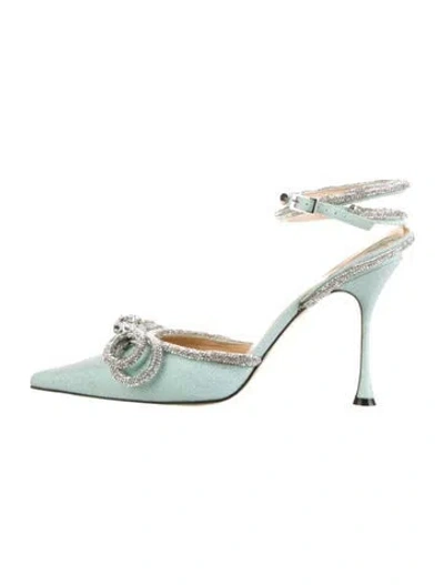 Pre-owned Mach&mach Satin Bow Accents Slingback Pumps