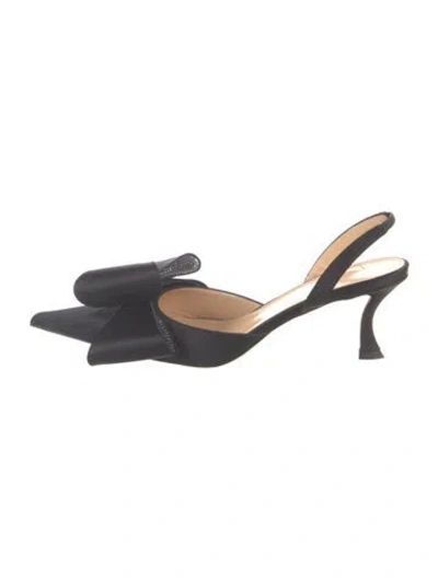 Pre-owned Mach&mach Satin Bow Accents Slingback Pumps In Black