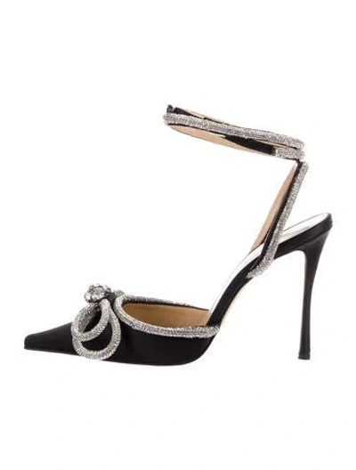 Pre-owned Mach&mach Satin Bow Accents Slingback Pumps In Multi