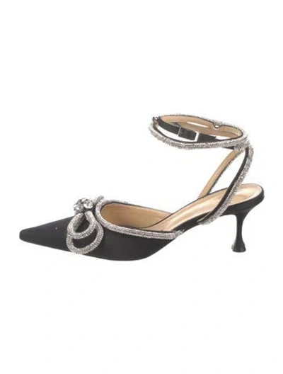 Pre-owned Mach&mach Satin Bow Accents Slingback Pumps In Multi