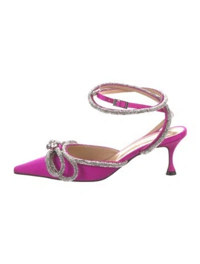 Pre-owned Mach&mach Satin Bow Accents Slingback Pumps W/ Tags In Pink