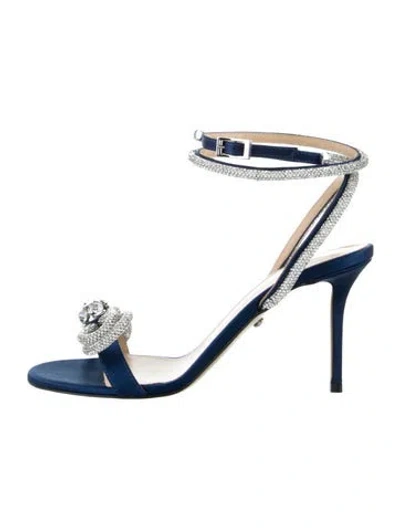 Pre-owned Mach&mach Satin Bow Accents Slingback Pumps W/ Tags In Silver