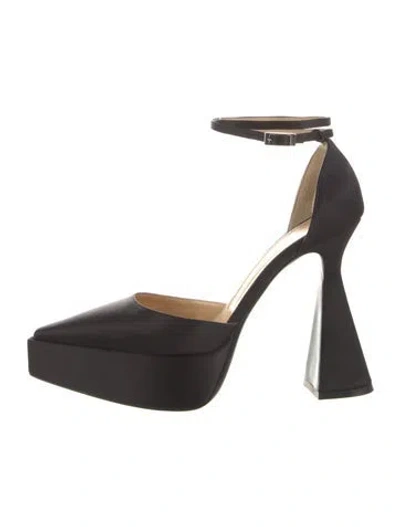 Pre-owned Mach&mach Satin Chain-link Accents D'orsay Pumps In Black