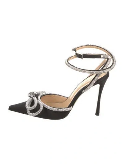 Pre-owned Mach&mach Satin Colorblock Pattern D'orsay Pumps In Black