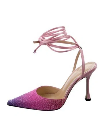 Pre-owned Mach&mach Satin Colorblock Pattern Pumps In Pink