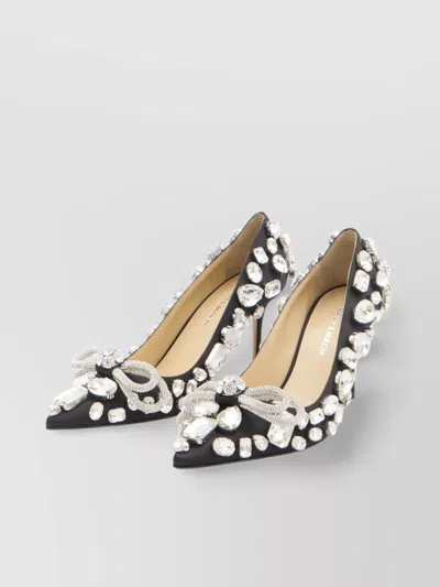 Mach&mach Satin Crystal Bow Pumps Stones Embellished