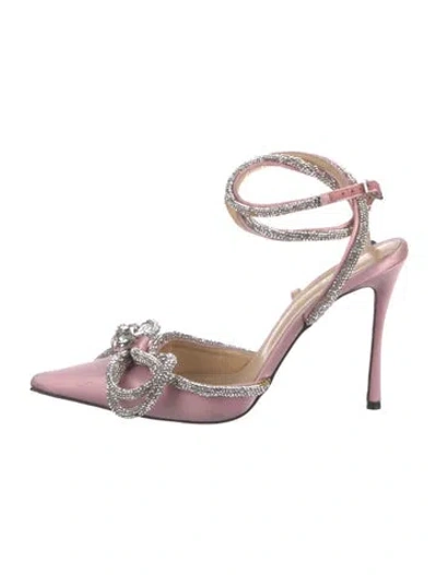Pre-owned Mach&mach Satin Crystal Embellishments D'orsay Pumps In Pink