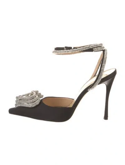 Pre-owned Mach&mach Satin Crystal Embellishments D'orsay Pumps W/ Tags In Black