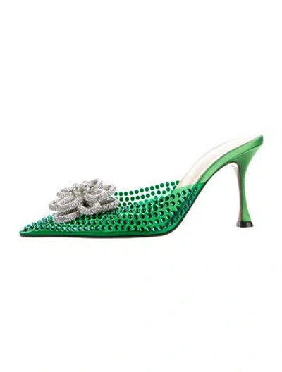 Pre-owned Mach&mach Satin Crystal Embellishments Mules In Multi