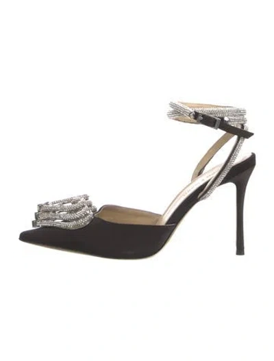 Pre-owned Mach&mach Satin Crystal Embellishments Pumps In Black