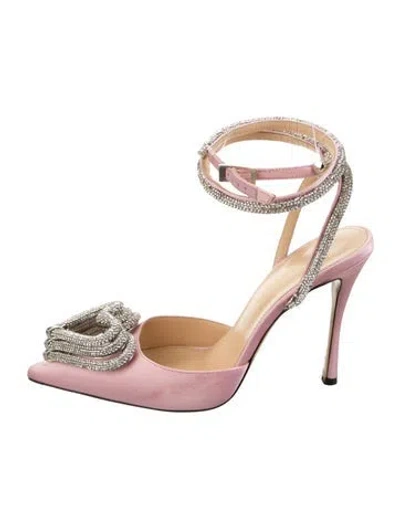 Pre-owned Mach&mach Satin Crystal Embellishments Pumps In Pink
