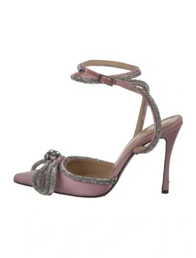 Pre-owned Mach&mach Satin Crystal Embellishments Pumps In Pink