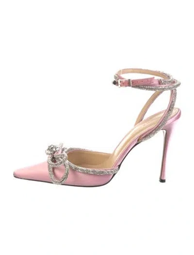 Pre-owned Mach&mach Satin Crystal Embellishments Pumps In Pink