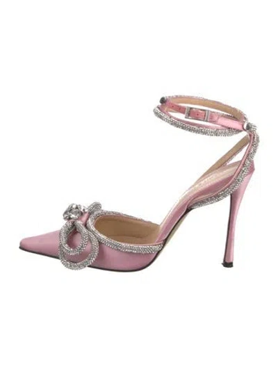Pre-owned Mach&mach Satin Crystal Embellishments Pumps In Pink