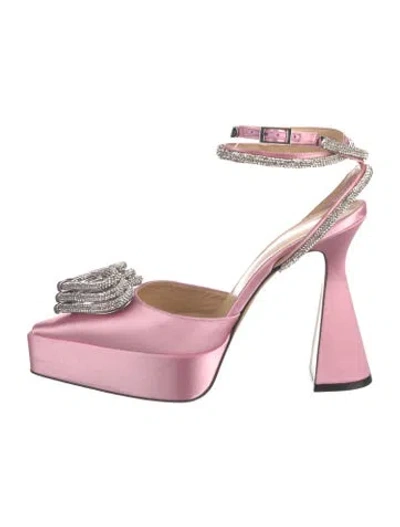 Pre-owned Mach&mach Satin Crystal Embellishments Pumps In Pink