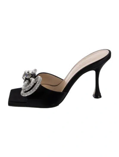 Pre-owned Mach&mach Satin Crystal Embellishments Sandals In Black