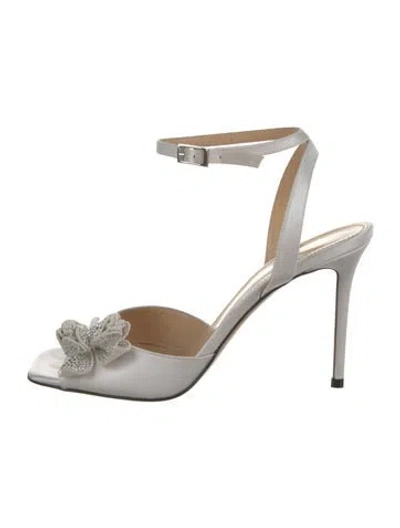 Pre-owned Mach&mach Satin Crystal Embellishments Sandals In Neutral