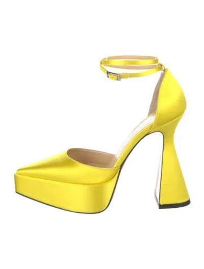 Pre-owned Mach&mach Satin D'orsay Pumps In Yellow