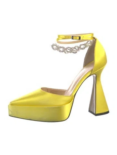 Pre-owned Mach&mach Satin D'orsay Pumps In Yellow