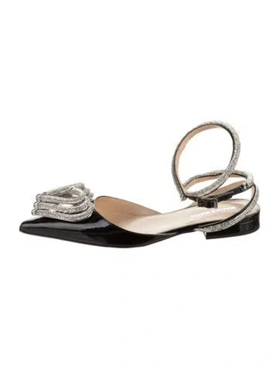 Pre-owned Mach&mach Satin Flats In Metallic/silver