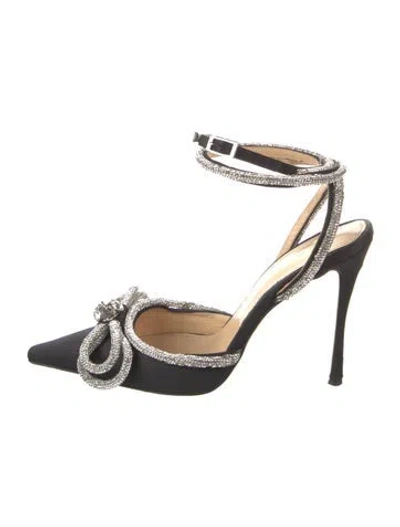 Pre-owned Mach&mach Satin Patterned D'orsay Pumps In Black