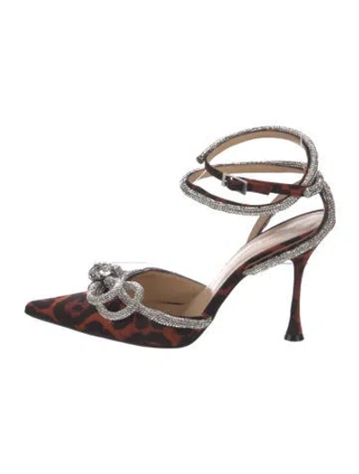 Pre-owned Mach&mach Satin Patterned D'orsay Pumps In Black