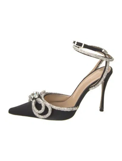 Pre-owned Mach&mach Satin Patterned Pumps In Black