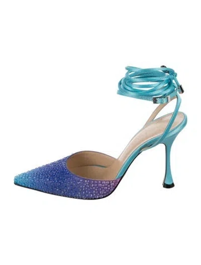 Pre-owned Mach&mach Satin Patterned Pumps In Blue