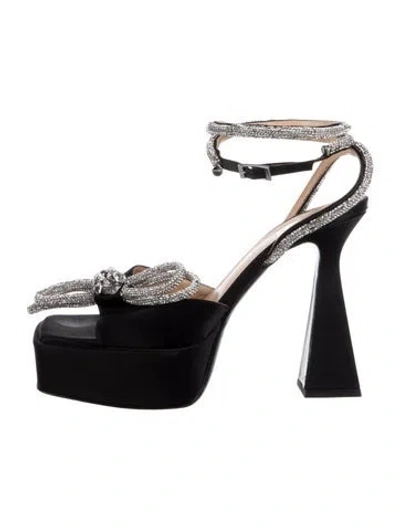 Pre-owned Mach&mach Satin Patterned Sandals In Black