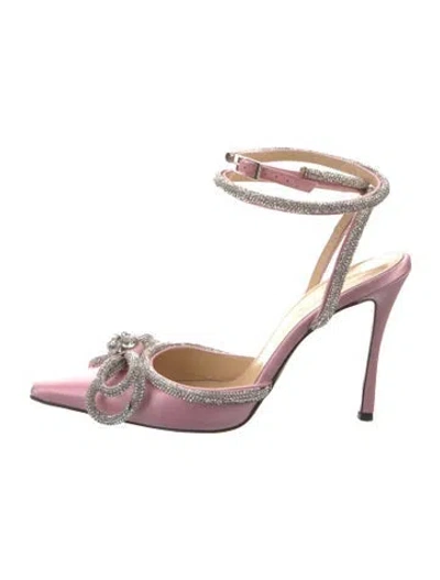 Pre-owned Mach&mach Satin Patterned Slingback Pumps In Pink