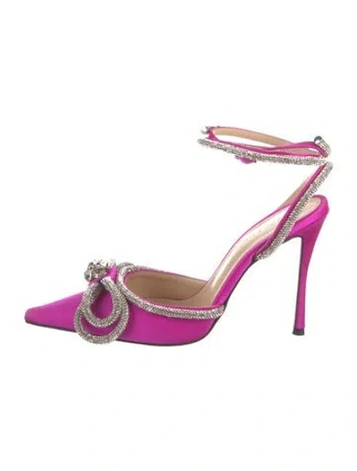Pre-owned Mach&mach Satin Patterned Slingback Pumps In Pink