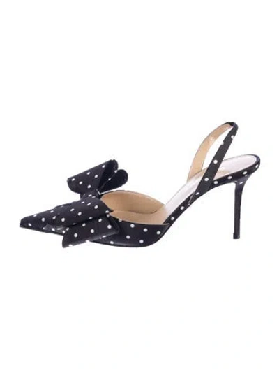 Pre-owned Mach&mach Satin Polka Dot Print Pumps In Blue