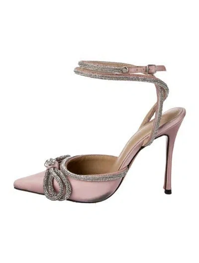Pre-owned Mach&mach Satin Printed Mules In Pink