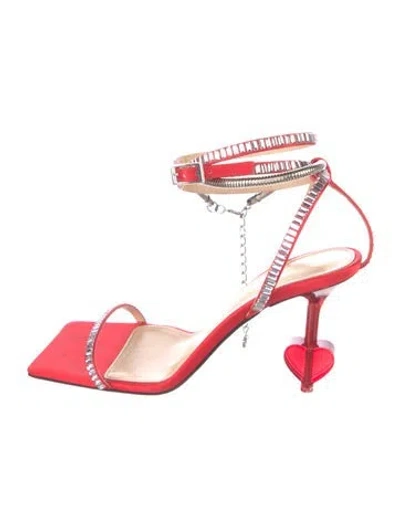 Pre-owned Mach&mach Satin Sandals In Red