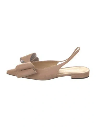 Pre-owned Mach&mach Satin Slingback Flats In Neutral