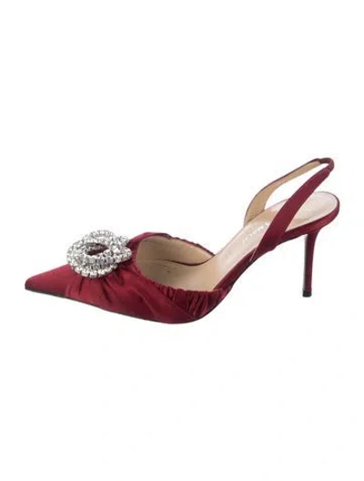 Pre-owned Mach&mach Satin Slingback Pumps In Burgundy