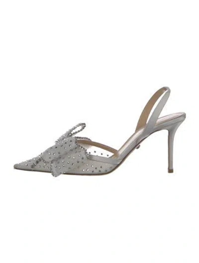 Pre-owned Mach&mach Satin Slingback Pumps In Silver
