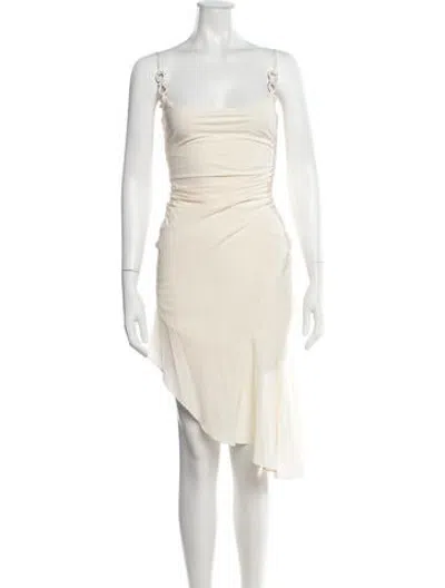 Pre-owned Mach&mach Scoop Neck Mini Dress In Neutrals