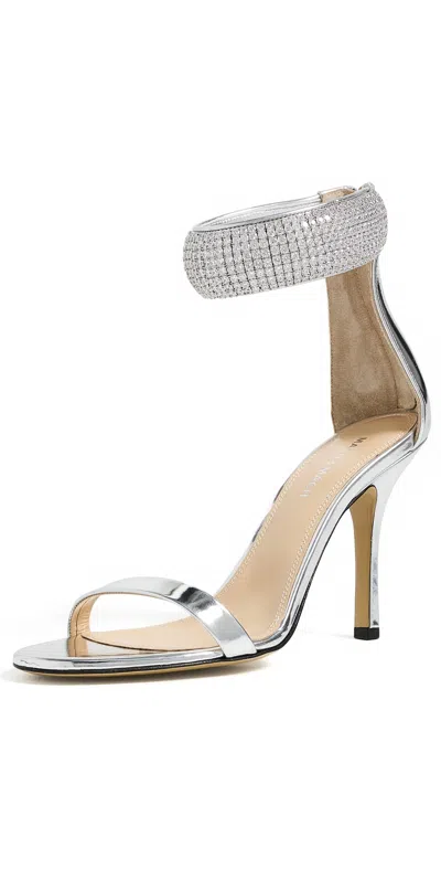 Mach&mach She's A Lady Zircon Gioello Leather Sandals Silver