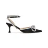 Mach&mach Mach & Mach Satin Pumps With Crystals In Black